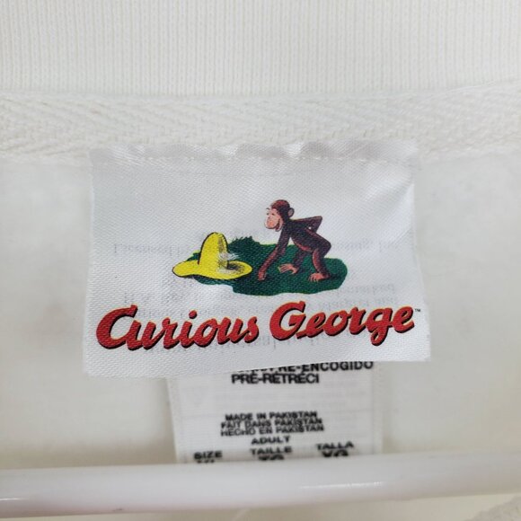 Vintage Curious George Super Curious White Long Sleeved Crewneck Sweatshirt XL - Picture 2 of 10
